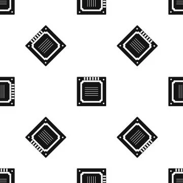 Modern multicore CPU pattern seamless black Illustrazione stock