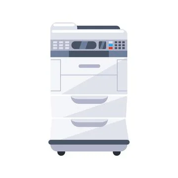 Modern Multifunction Printer Standing on Wheels for Office Use Stock-Illustration