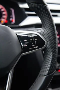 Modern multifunctional steering wheel Foto stock