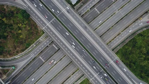 Modern multiple lane motorways and intersections Stock Footage 166426800