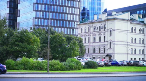 Modern  multistoried office building in Saint Petersburg Stock Footage 34738697
