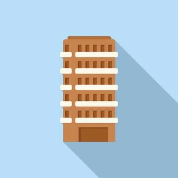 Modern multistory building icon flat vector. Development plan Ilustración de archivo