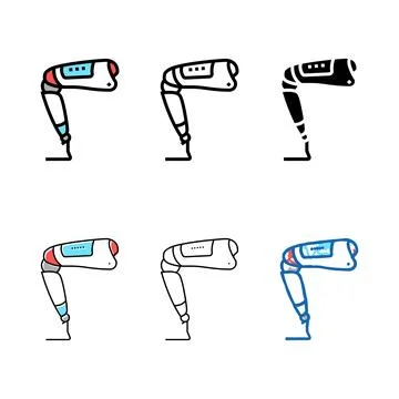 Modern multistyle leg prosthesis color icon vector Stock Illustration
