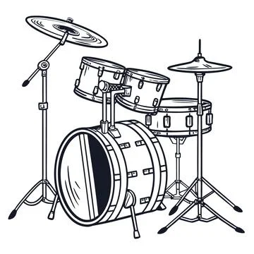 Modern Music Drum Kit Vector Icon Stock Illustration