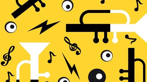 Modern Music Instruments Composition Background Stock Illustration