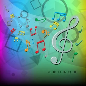 Modern music notes color background Stock Illustration