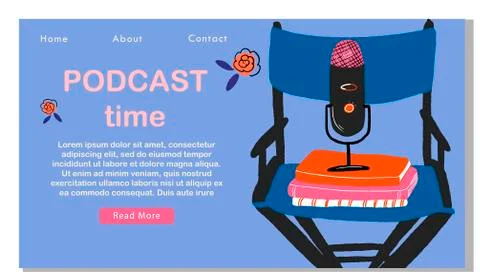 Modern music radio show or audio blog concept, podcast illustration, vector Stock Illustration