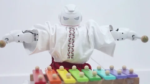 Modern musical robot Stock Footage 81786944
