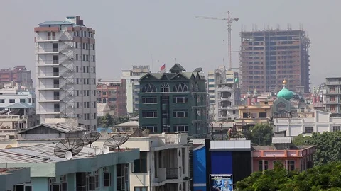 Modern Myanmar city construction Stock Footage 102640527
