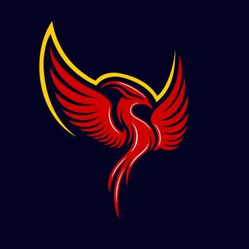 Modern mythical phoenix logo. Vector illustration. Stock Illustration