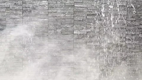 Modern Natural Stone Cladding Waterfall Feature Wall. Video stock 340047992