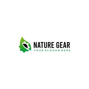 Modern NATURE GEAR leaf split gear logo design Stock Illustration
