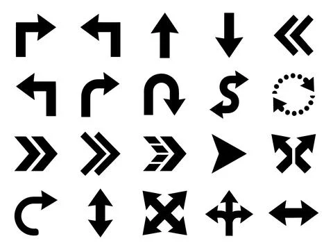 Modern navigation arrow set silhouette vector illustration for web design イラスト素材