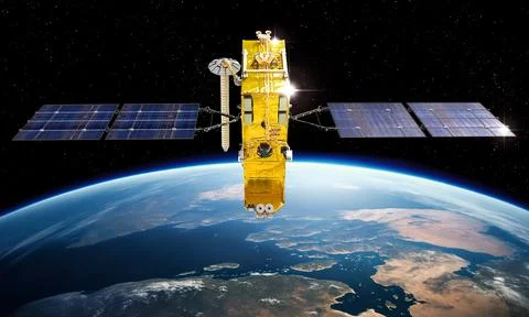 Modern navigation satellite Illustrazione stock