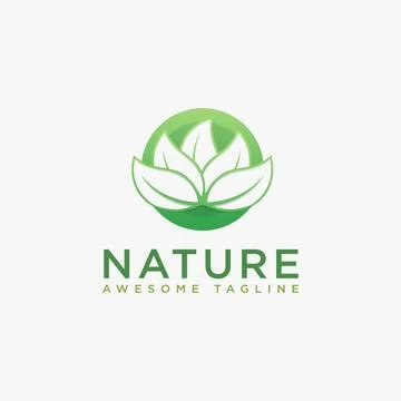Modern negative space of circle leaves nature logo icon vector template Stock Illustration