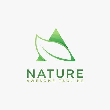 Modern negative space of leaf and triangle nature logo icon vector template Stock Illustration