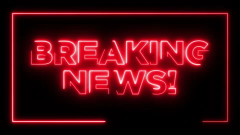 Modern Neon Animated Text BREAKING NEWS!  Glowing Red Frame Animation for L.. Stock Footage 332470367