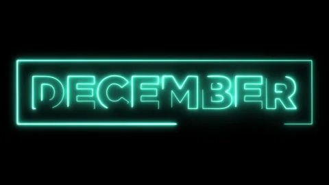 Modern Neon Animated Text DECEMBER  Cyan Glowing Line Animation for Winter .. Stock Footage 333133195