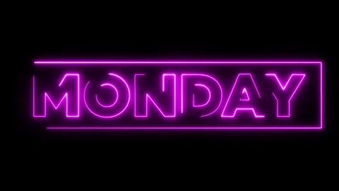 Modern Neon Animated Text MONDAY  Purple Glowing Animation for Social Media.. Stock Footage 333134406