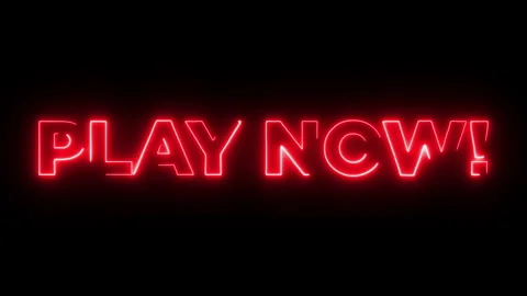 Modern Neon Animated Text PLAY NOW!  Glowing Red Light Animation for Gaming.. Stock Footage 332470366