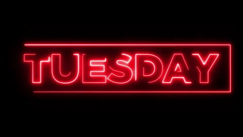 Modern Neon Animated Text TUESDAY  Red Glowing Animation for Social Media M.. Stock Footage 333133539