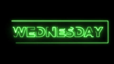 Modern Neon Animated Text WEDNESDAY  Green Glowing Sign Animation for Socia.. Stock Footage 333133583