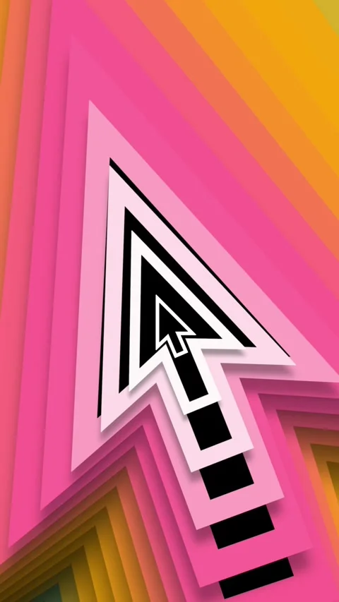 Modern Neon Arrow Ascending on a Pink and Blue Geometric Background. Vertical Stock Footage 263686341
