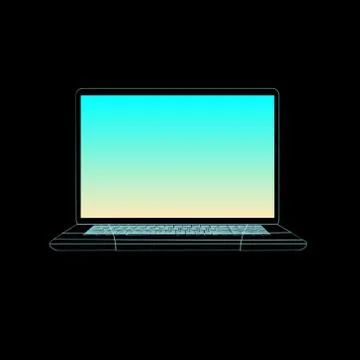 Modern neon, blue flat screen computer, notebook Isolated Illustrazione stock