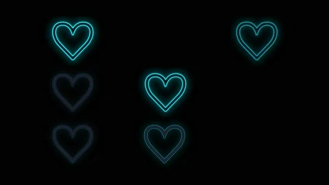 Modern neon blue hearts pattern in rows on black gradient 動画素材 233414565