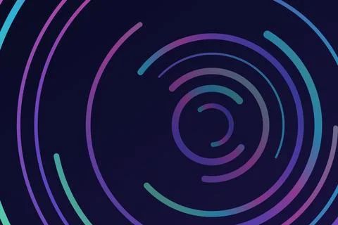 Modern neon circular lines glow on dark blue background for tech and digita.. Stock Illustration