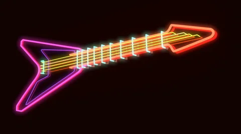 Modern Neon Guitar Stock Footage