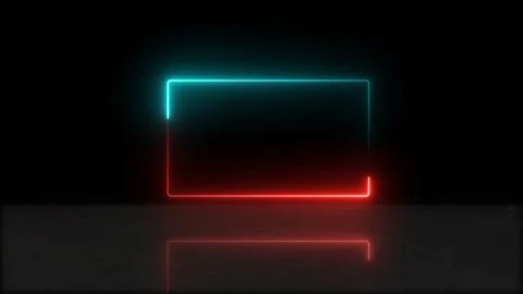 Modern Neon Rectangle  Tech-Inspired Light Frame on Dark Surface, 4k video Stock Footage 308158126