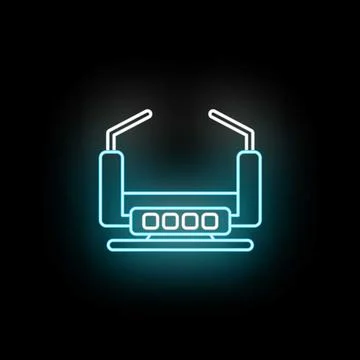 Modern neon router icon representing internet connectivity Stock Illustration