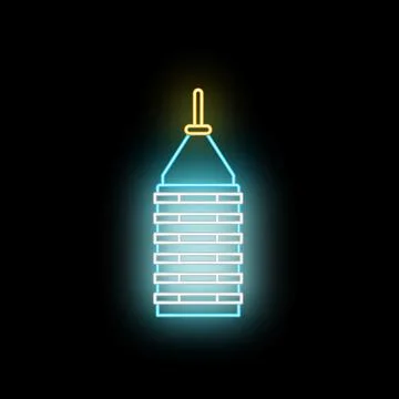 Modern neon skyscraper icon glowing at night Иллюстрация