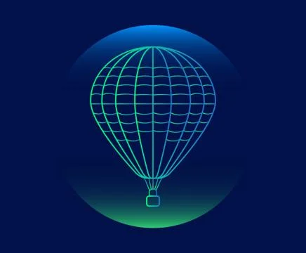 Modern Neon Thin Icon of balloon on Blue Background. Stock Illustration