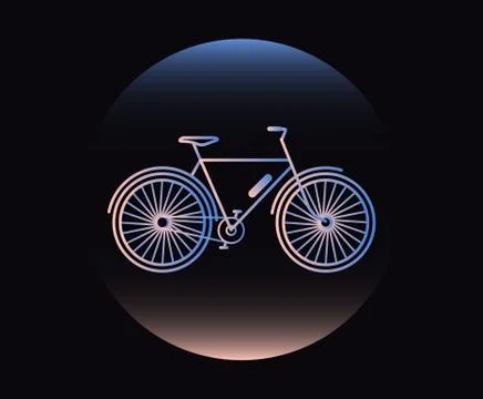 Modern Neon Thin Icon of bicycle on Black Background. Stock Illustration