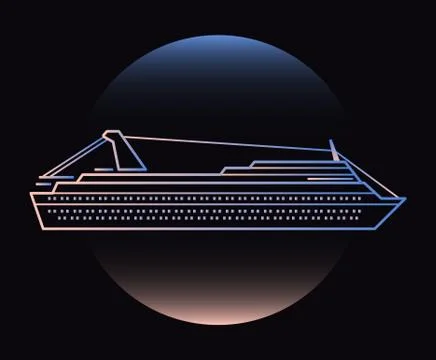 Modern Neon Thin Icon of liner on Black Background. 库存插图