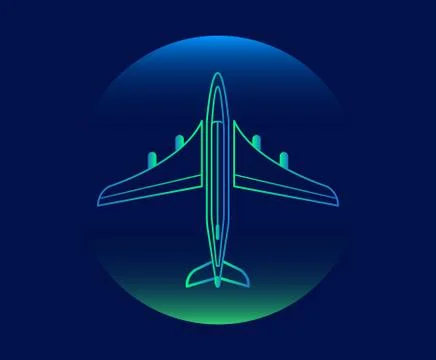 Modern Neon Thin Icon of plain on Blue Background. Stock Illustration