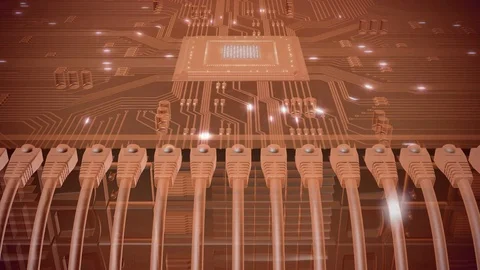 Modern network Server with Cables. HD Loopable. Stock Footage 82606150