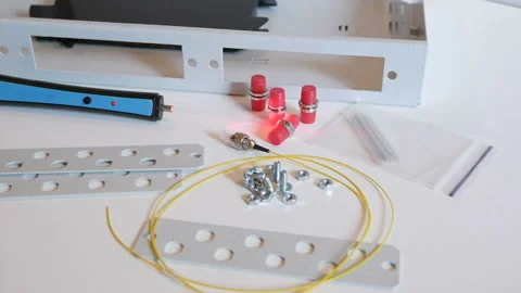 Modern network switch with cables. Stock Footage 91048437