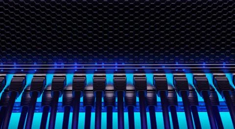 Modern network switch with cables. Stock Illustration