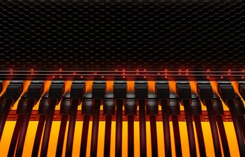 Modern network switch with cables. Stock Illustration