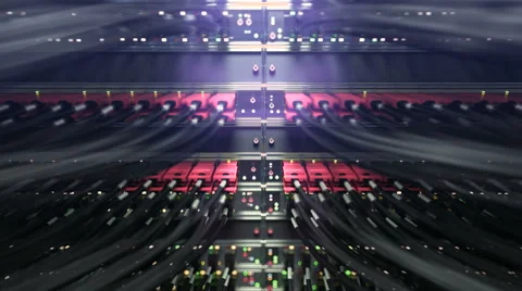 Modern network switch with cables. repeately move server. 3d rendering Stock Footage 64655029