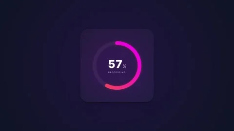 Modern Neumorphic Circular Progress Bar Loading Animation: 0 to 100 Percent Vídeo Stock 333257506