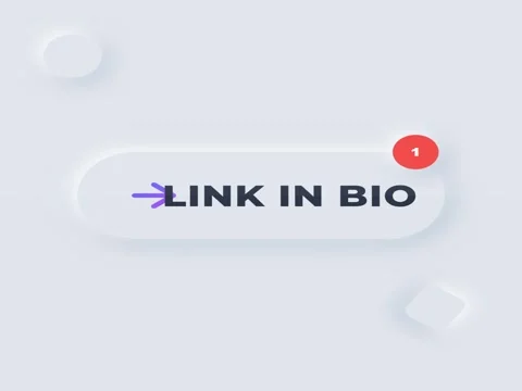 Modern neumorphic link in bio button animation with red notification bubble.. Vídeos de archivo 333094167