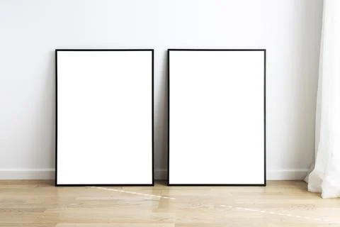 Modern neutral room with frames 스톡 사진