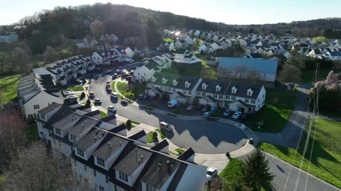 Modern new housing residential development homes. Neighborhood in USA Stock Footage 271721925