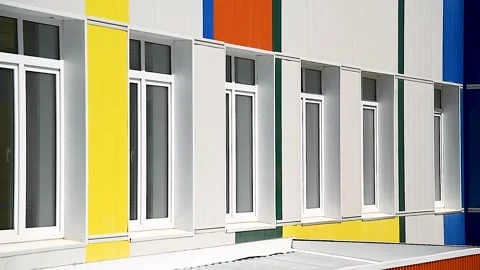 Modern new school building Stock Footage 255444936
