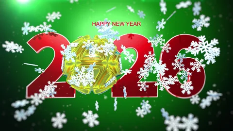 Modern New Year 2026 Background with Golden Baubles and Festive Bokeh Stock Footage 323896601