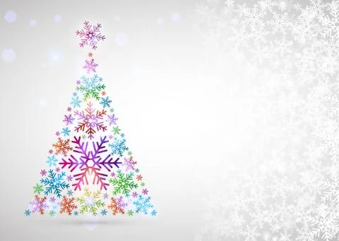 Modern New Year tree made with snow with glowing lights. Stock Illustration